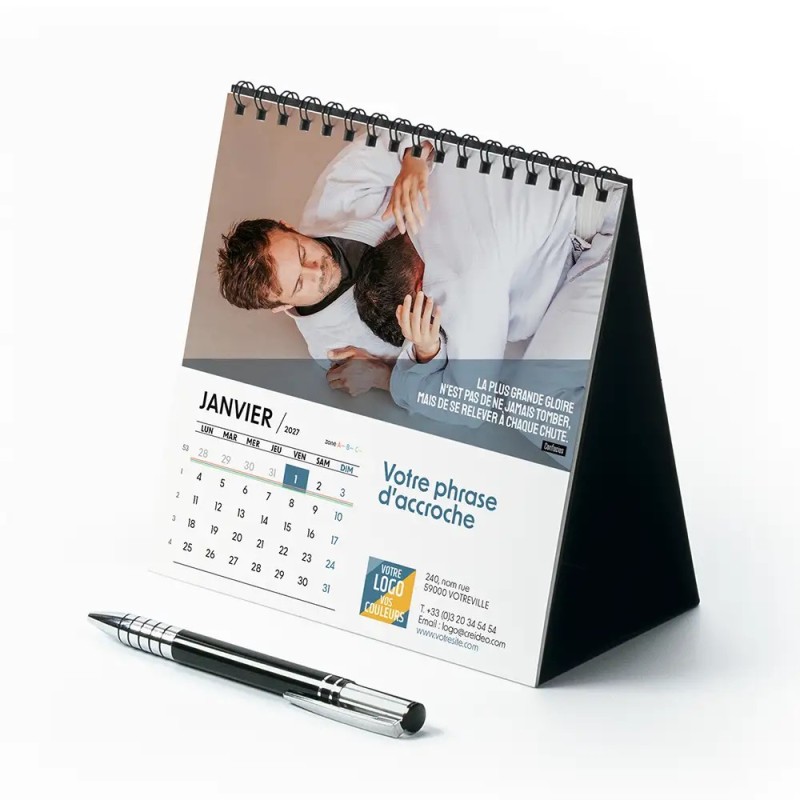 Calendrier chevalet carré (15x15 cm) personnalisé - Citations sport