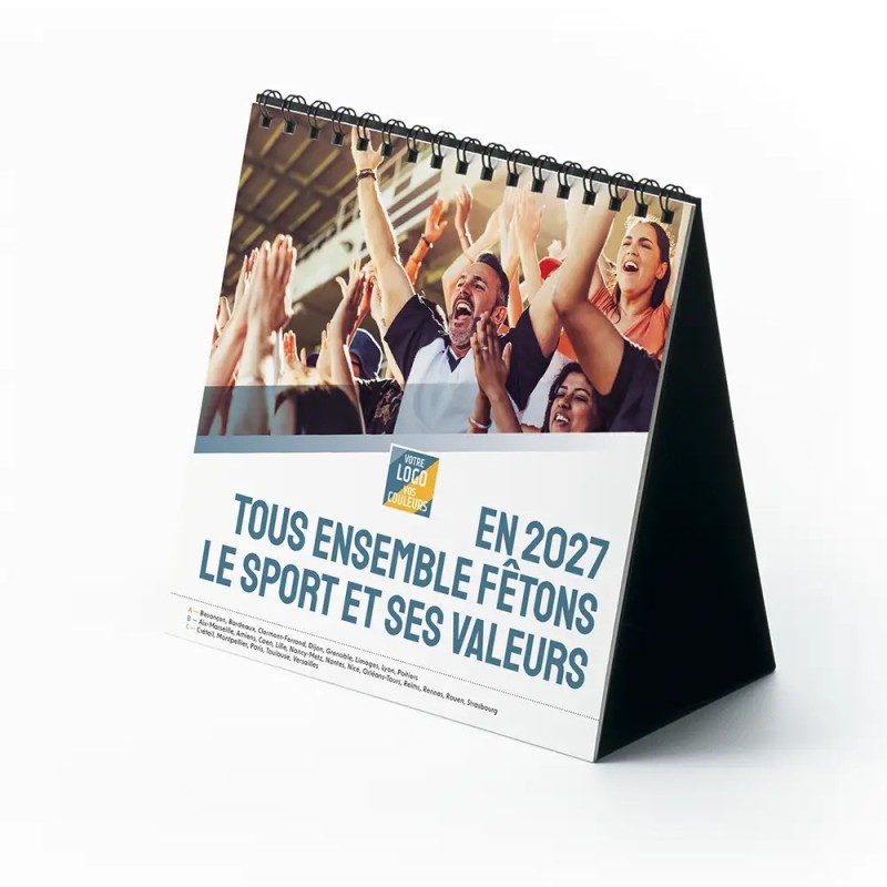 Calendrier chevalet carré (15x15 cm) personnalisé - Citations sport