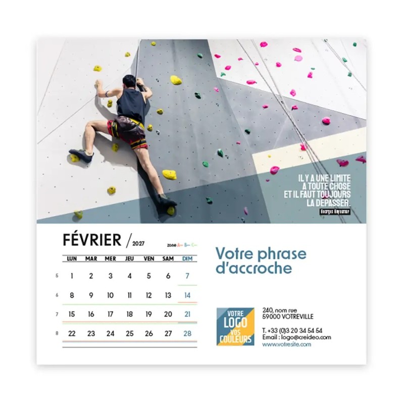 Calendrier chevalet carré (15x15 cm) personnalisé - Citations sport