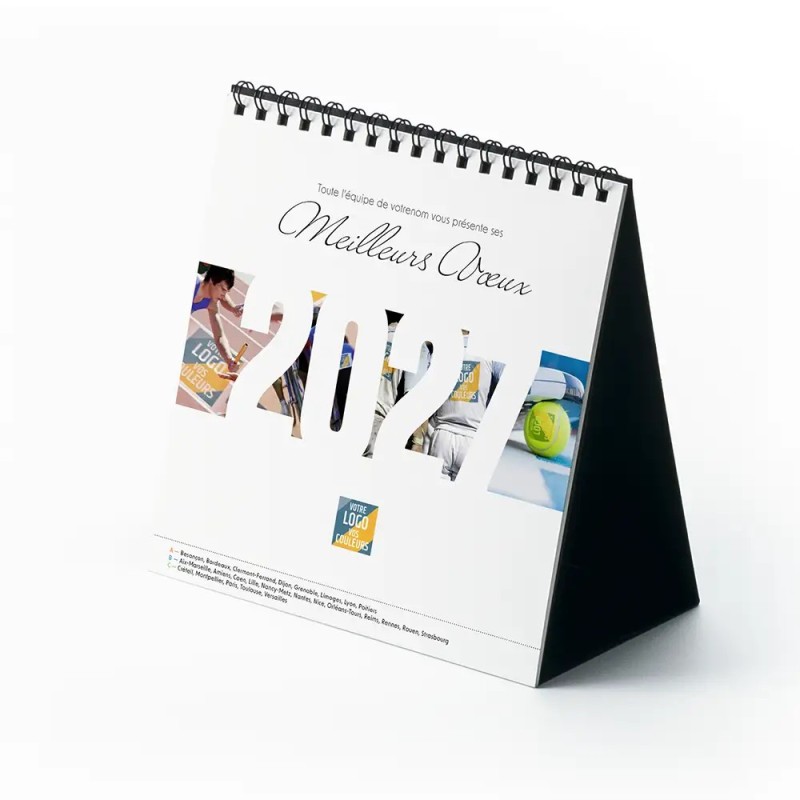 Calendrier chevalet carré (15x15 cm) personnalisé - Logo intégré Performance
