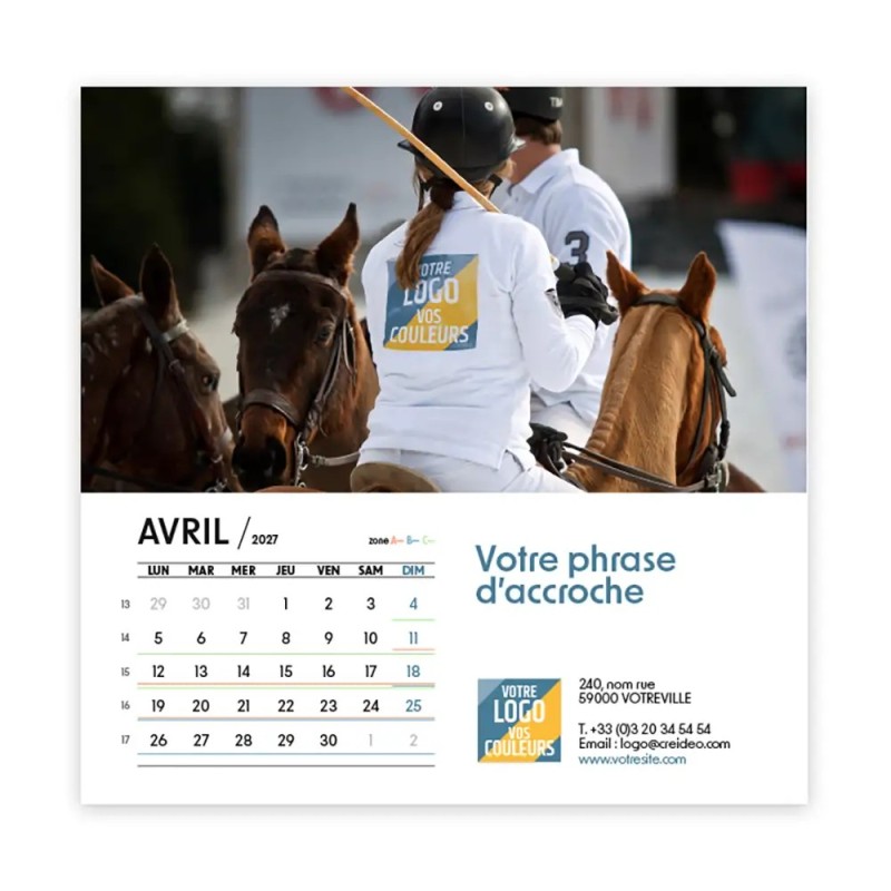 Calendrier chevalet carré (15x15 cm) personnalisé - Logo intégré Performance