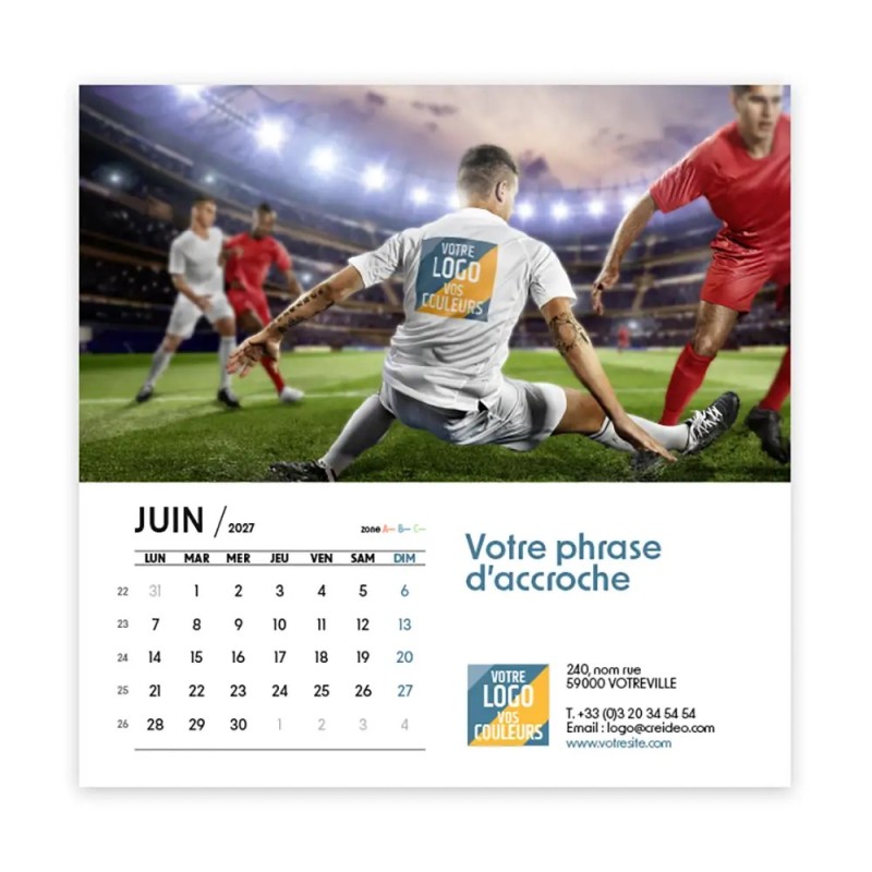 Calendrier chevalet carré (15x15 cm) personnalisé - Logo intégré Performance