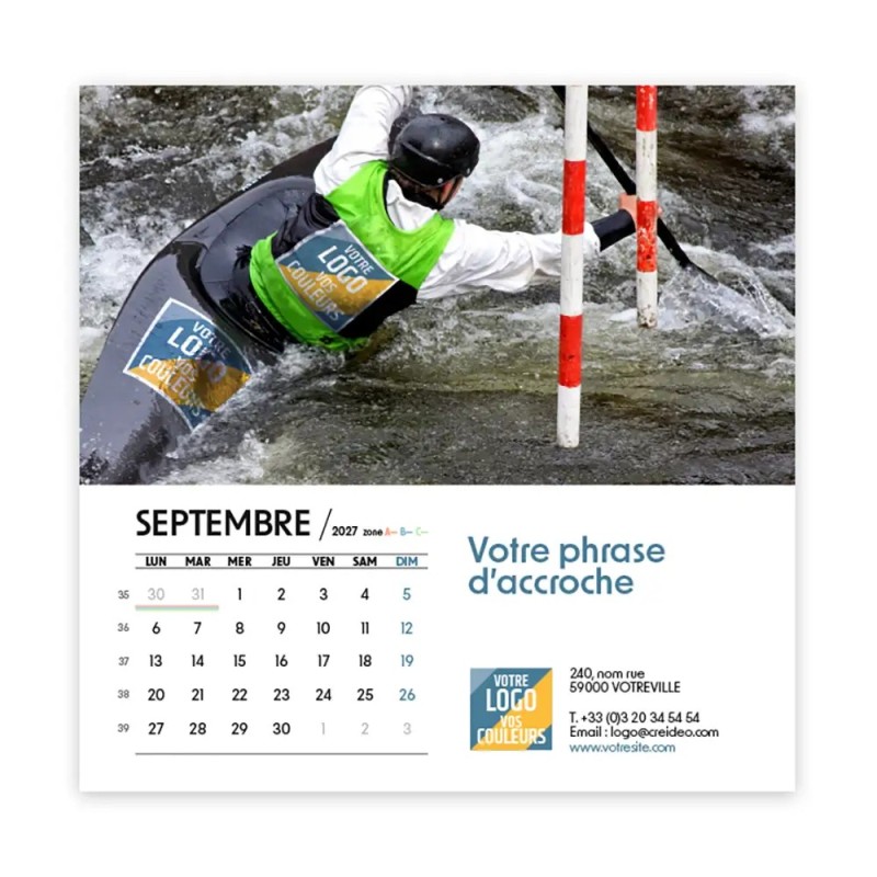 Calendrier chevalet carré (15x15 cm) personnalisé - Logo intégré Performance