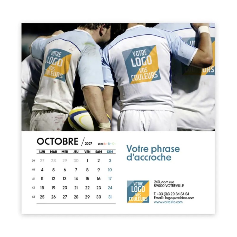 Calendrier chevalet carré (15x15 cm) personnalisé - Logo intégré Performance