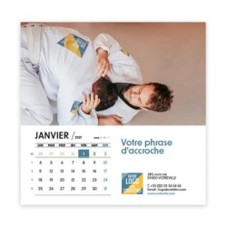 Calendrier chevalet carré (15x15 cm) personnalisé - Logo intégré Valeurs du sport