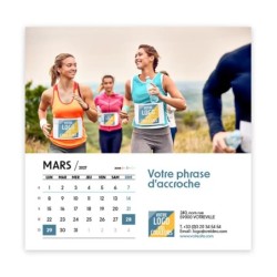 Calendrier chevalet carré (15x15 cm) personnalisé - Logo intégré Valeurs du sport