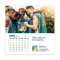 Calendrier chevalet carré (15x15 cm) personnalisé - Logo intégré Valeurs du sport