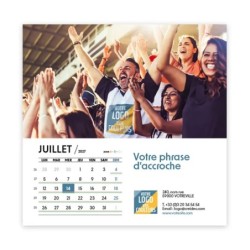 Calendrier chevalet carré (15x15 cm) personnalisé - Logo intégré Valeurs du sport
