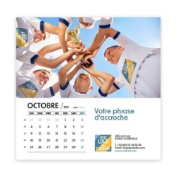 Calendrier chevalet carré (15x15 cm) personnalisé - Logo intégré Valeurs du sport