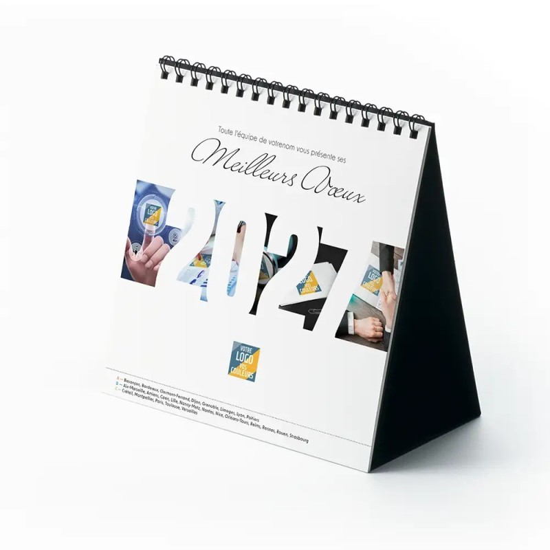 Calendrier chevalet carré (15x15 cm) personnalisé - Logo intégré Réseau