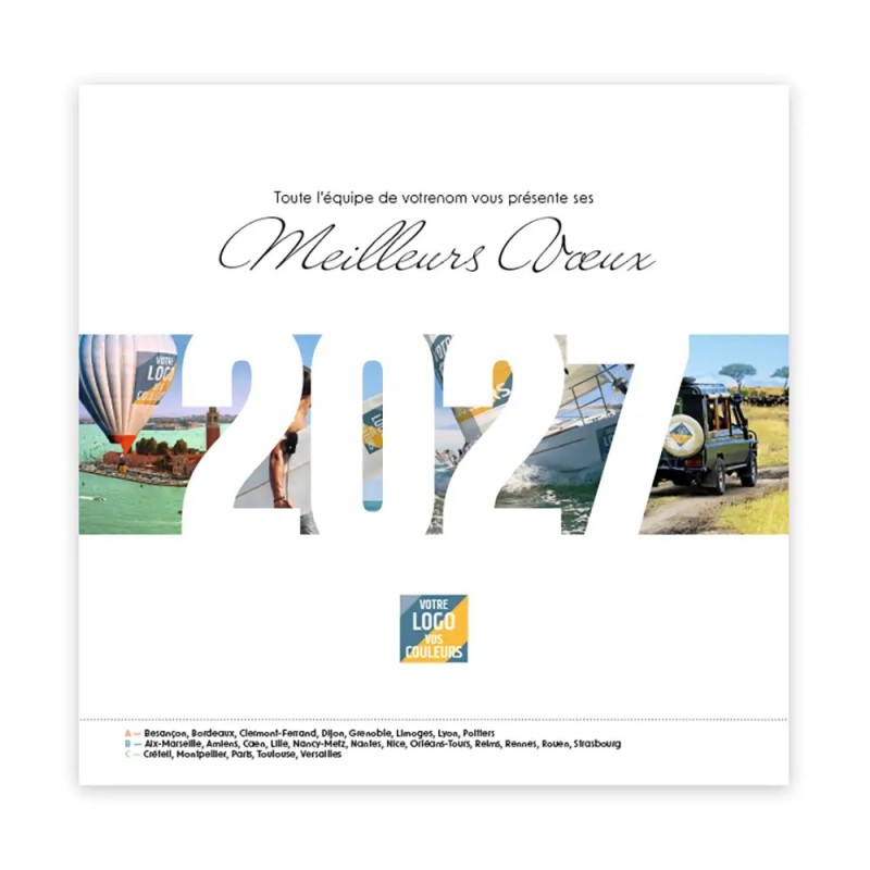 Calendrier chevalet carré (15x15 cm) personnalisé - Logo intégré Voyage