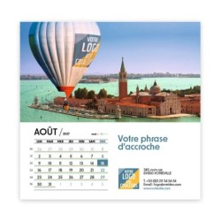 Calendrier chevalet carré (15x15 cm) personnalisé - Logo intégré Voyage