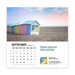 Calendrier chevalet carré (15x15 cm) personnalisé - Logo intégré Voyage