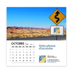 Calendrier chevalet carré (15x15 cm) personnalisé - Logo intégré Voyage