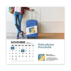 Calendrier chevalet carré (15x15 cm) personnalisé - Logo intégré Voyage