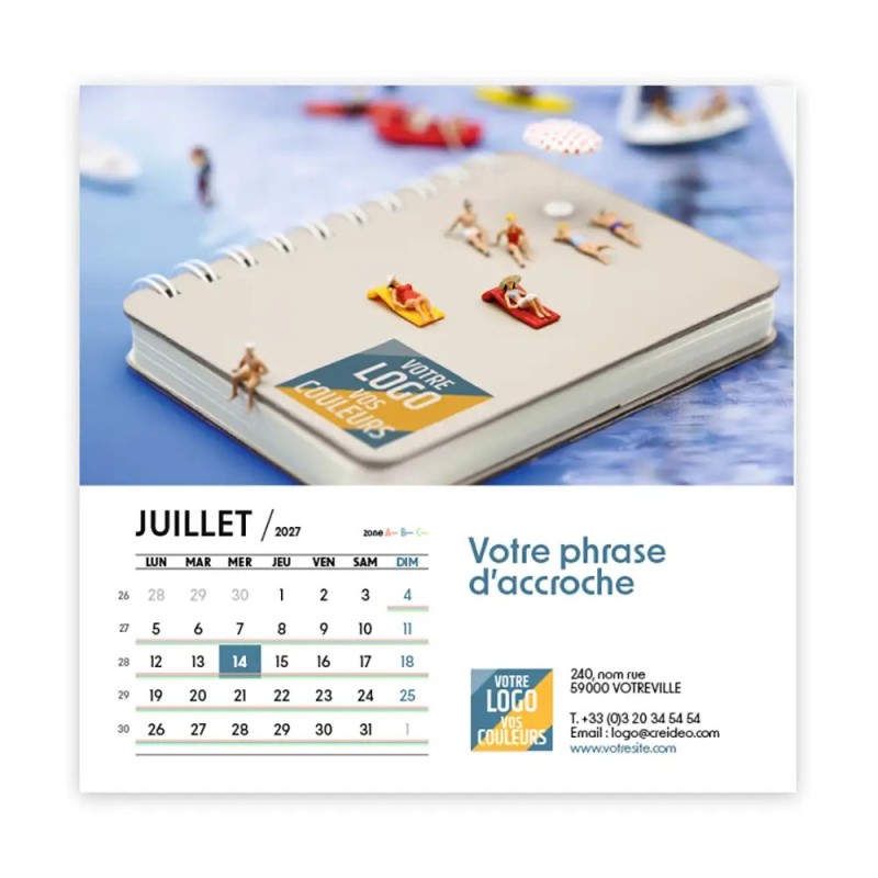 Calendrier chevalet carré (15x15 cm) personnalisé - Logo intégré Miniature