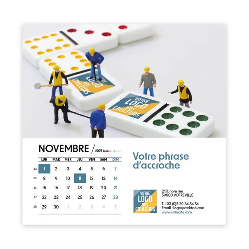 Calendrier chevalet carré (15x15 cm) personnalisé - Logo intégré Miniature