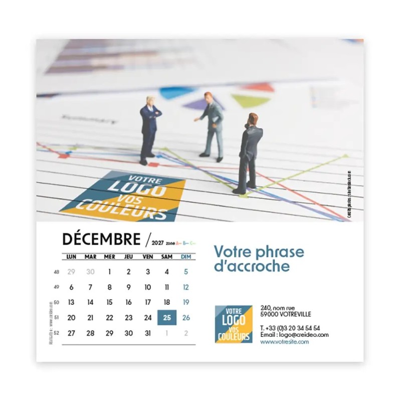Calendrier chevalet carré (15x15 cm) personnalisé - Logo intégré Miniature