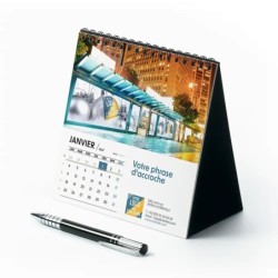 Calendrier chevalet carré (15x15 cm) personnalisé - Logo intégré Giga