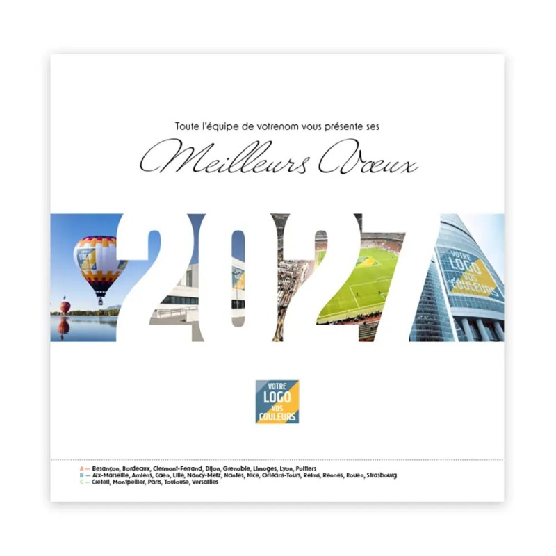 Calendrier chevalet carré (15x15 cm) personnalisé - Logo intégré Giga