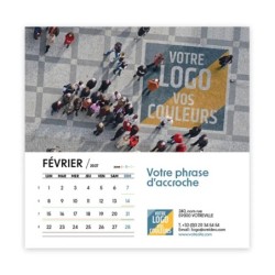 Calendrier chevalet carré (15x15 cm) personnalisé - Logo intégré Giga