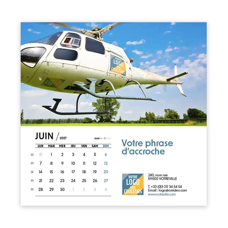 Calendrier chevalet carré (15x15 cm) personnalisé - Logo intégré Giga