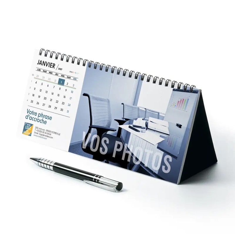 Calendrier chevalet horizontal (23x10 cm) personnalisé - Vos photos