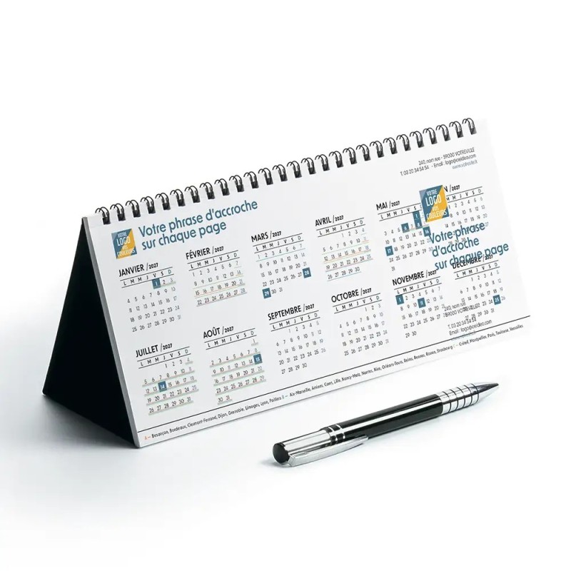 Calendrier chevalet horizontal (23x10 cm) personnalisé - Vos photos