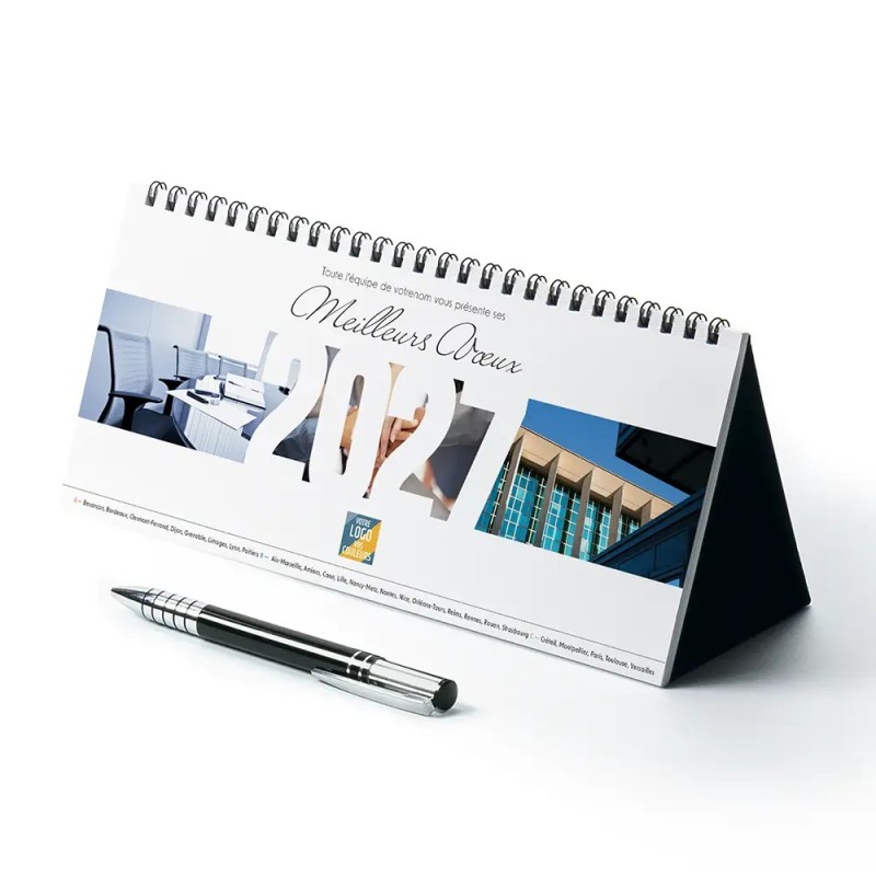 Calendrier chevalet horizontal (23x10 cm) personnalisé - Vos photos
