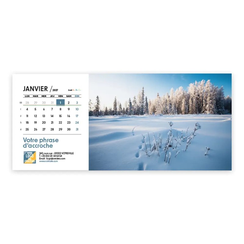 Calendrier chevalet horizontal (23x10 cm) personnalisé - Nature