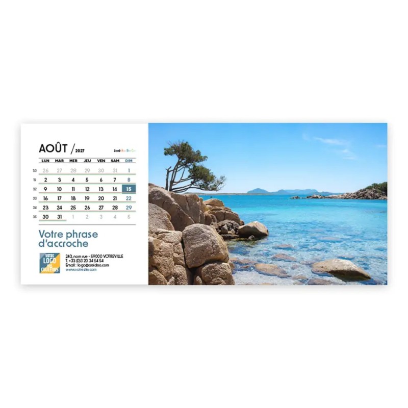 Calendrier chevalet horizontal (23x10 cm) personnalisé - Nature