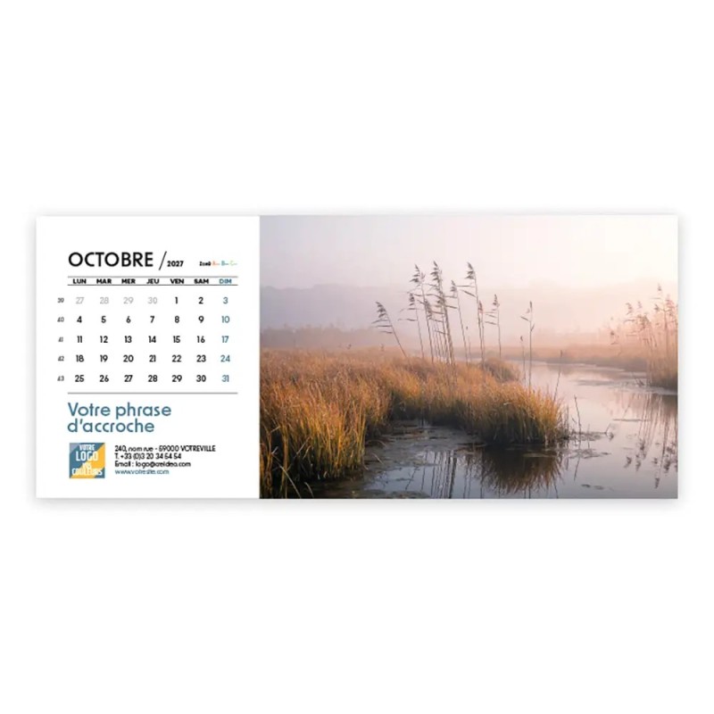 Calendrier chevalet horizontal (23x10 cm) personnalisé - Nature