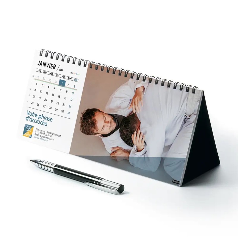 Calendrier chevalet horizontal (23x10 cm) personnalisé - Citations sport