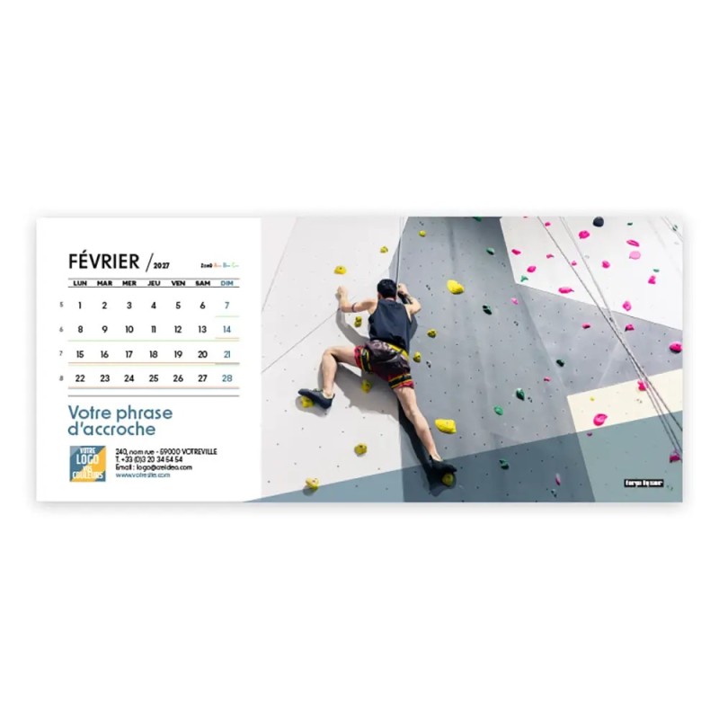 Calendrier chevalet horizontal (23x10 cm) personnalisé - Citations sport