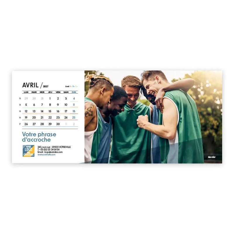 Calendrier chevalet horizontal (23x10 cm) personnalisé - Citations sport