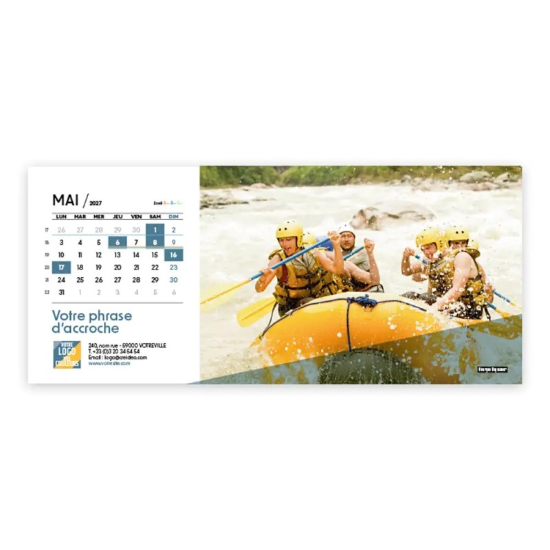 Calendrier chevalet horizontal (23x10 cm) personnalisé - Citations sport
