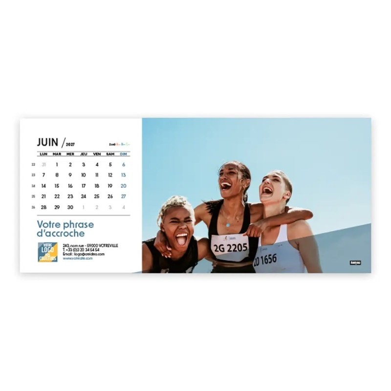 Calendrier chevalet horizontal (23x10 cm) personnalisé - Citations sport