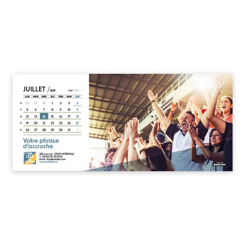 Calendrier chevalet horizontal (23x10 cm) personnalisé - Citations sport