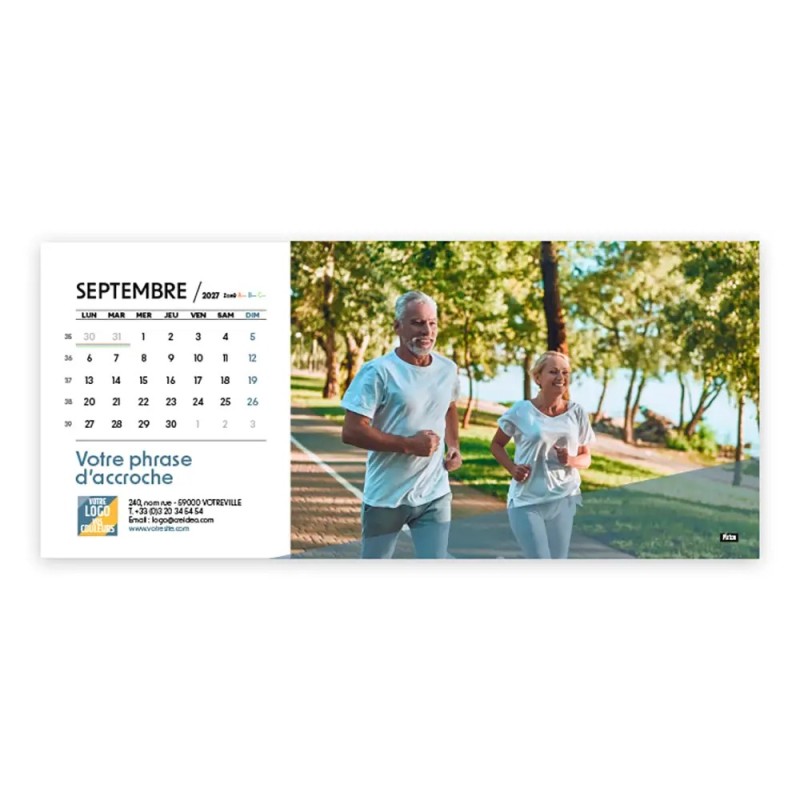 Calendrier chevalet horizontal (23x10 cm) personnalisé - Citations sport