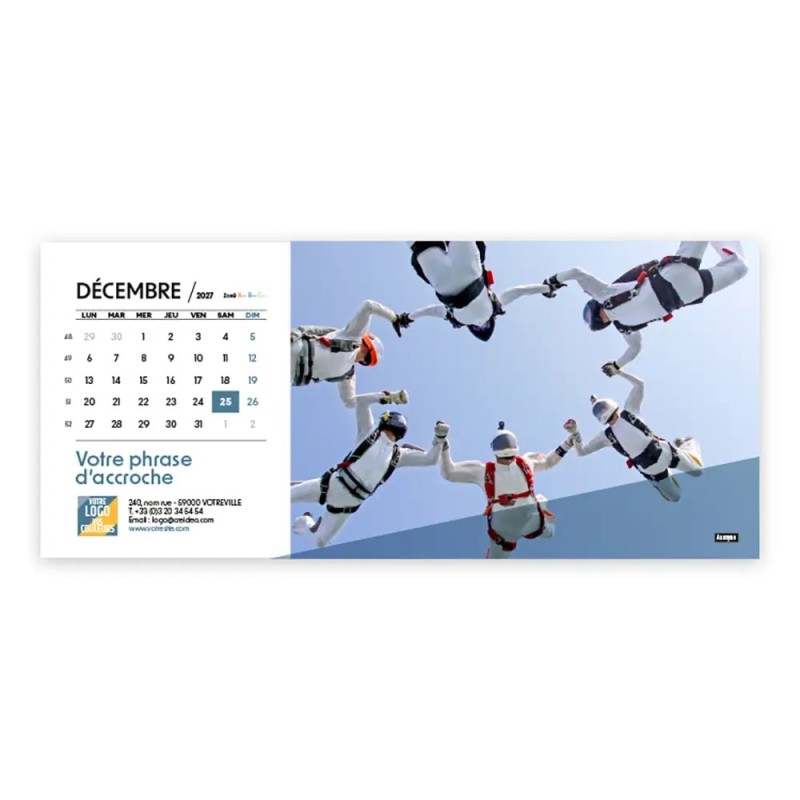 Calendrier chevalet horizontal (23x10 cm) personnalisé - Citations sport