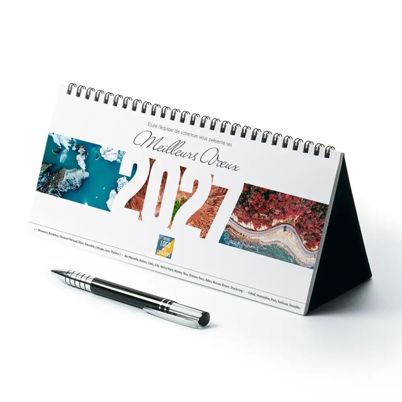 Calendrier chevalet horizontal (23x10 cm) personnalisé - Vue du ciel