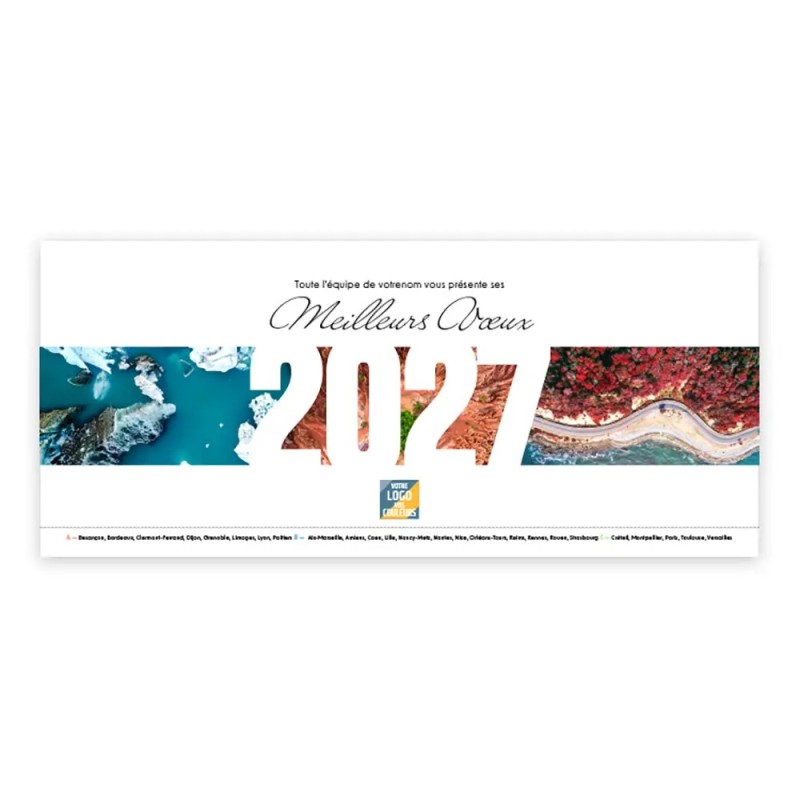 Calendrier chevalet horizontal (23x10 cm) personnalisé - Vue du ciel