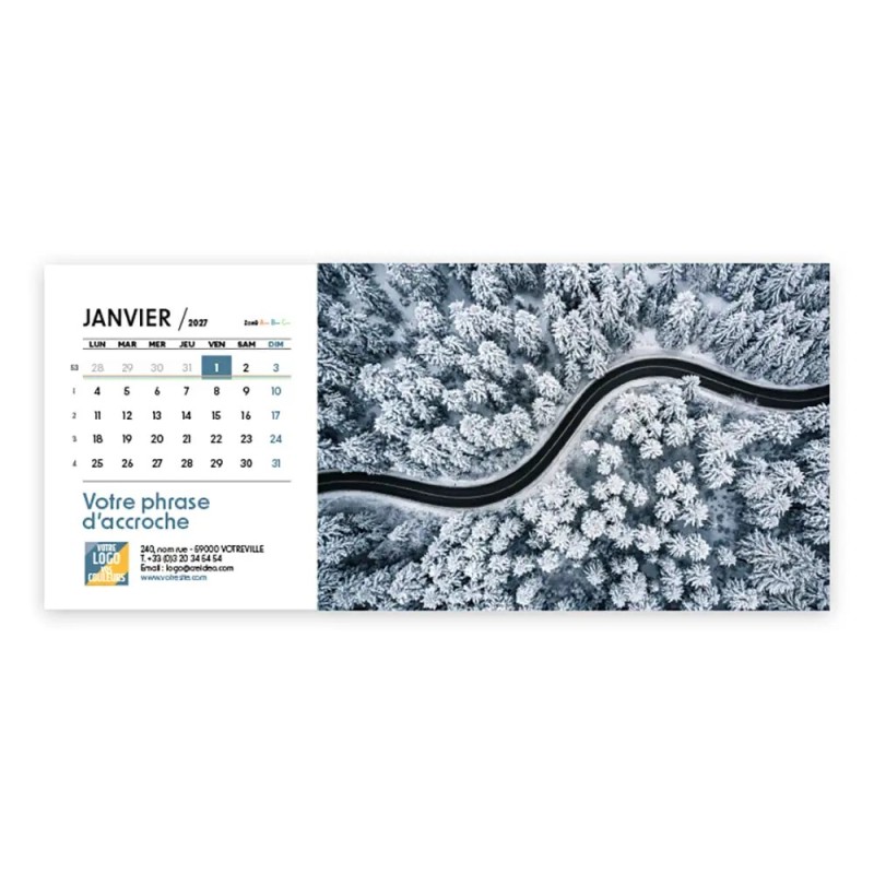 Calendrier chevalet horizontal (23x10 cm) personnalisé - Vue du ciel