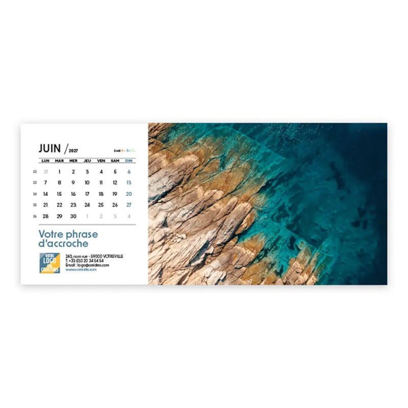 Calendrier chevalet horizontal (23x10 cm) personnalisé - Vue du ciel