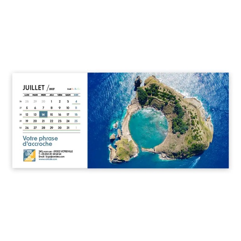 Calendrier chevalet horizontal (23x10 cm) personnalisé - Vue du ciel
