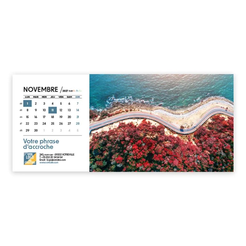Calendrier chevalet horizontal (23x10 cm) personnalisé - Vue du ciel