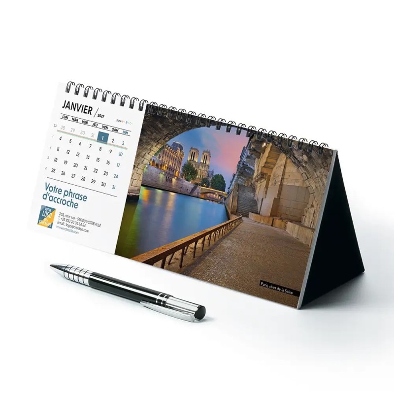 Calendrier chevalet horizontal (23x10 cm) personnalisé - Patrimoine France