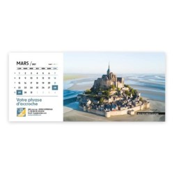 Calendrier chevalet horizontal (23x10 cm) personnalisé - Patrimoine France