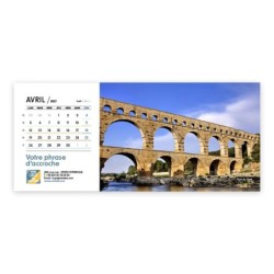 Calendrier chevalet horizontal (23x10 cm) personnalisé - Patrimoine France