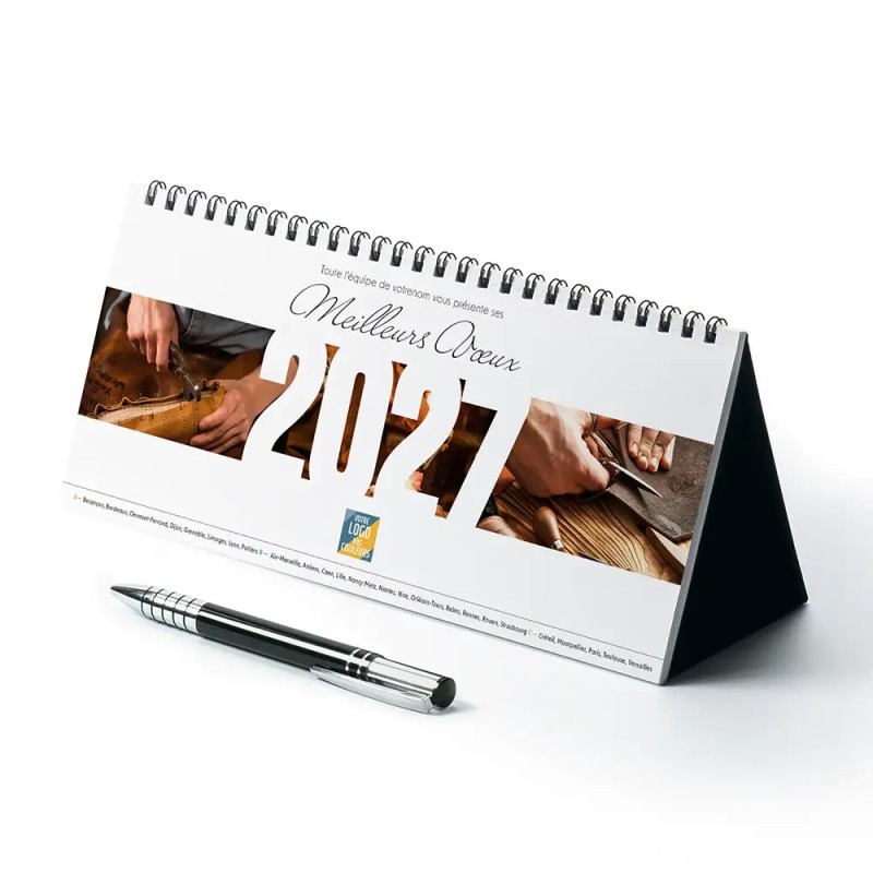 Calendrier chevalet horizontal (23x10 cm) personnalisé - Artisans